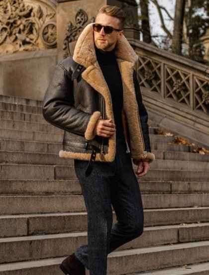 Zeitlose Shearling-Lederjacke