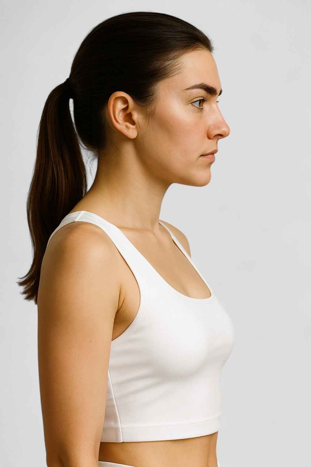 Anais | Damen Quadratisch Cropped Tank Top Weiß Ärmellos Sport Fitness Yoga