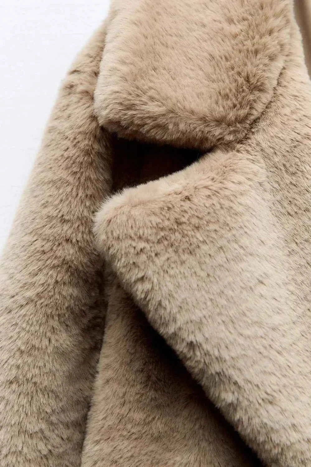 Lässiger Luxus Faux-Fell Revers Langarm-warmer Mantel für gemütliche Eleganz