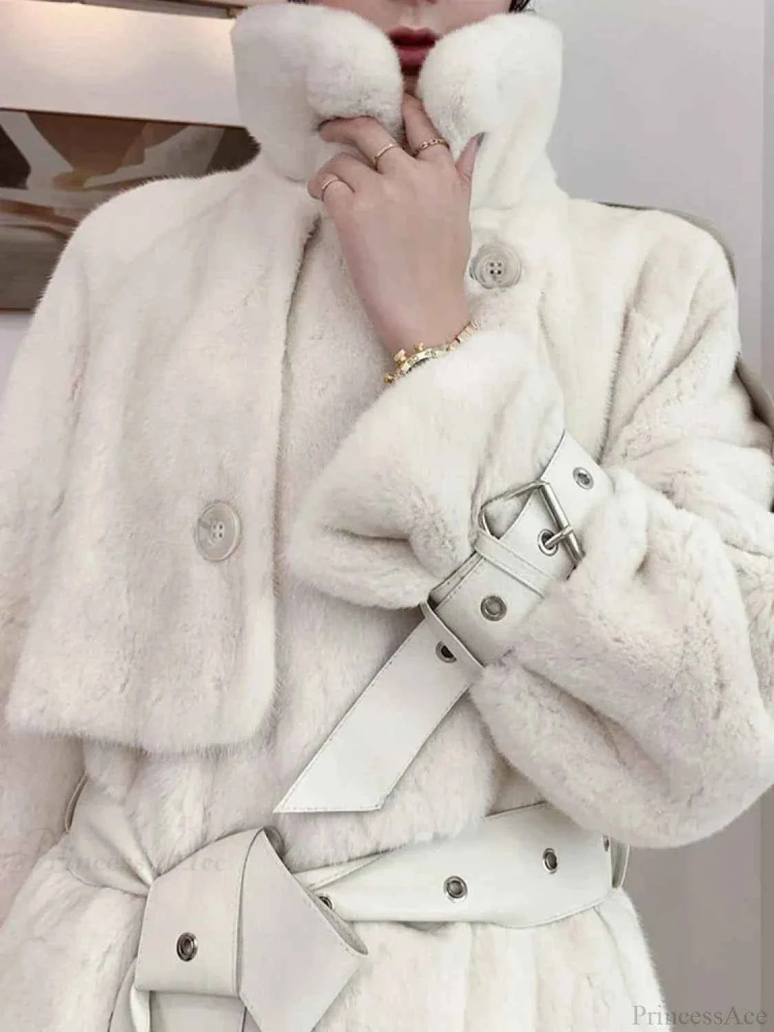 Eleganter Kunstmink-Fell dicker Wintermantel für gemütliche Wärme