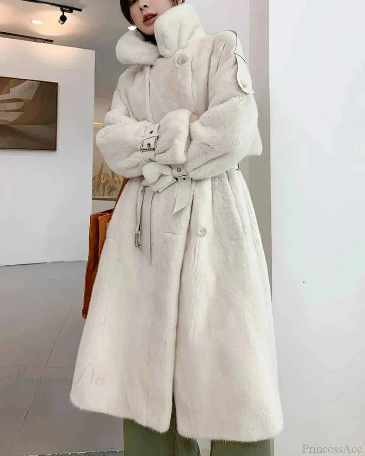 Eleganter Kunstmink-Fell dicker Wintermantel für gemütliche Wärme