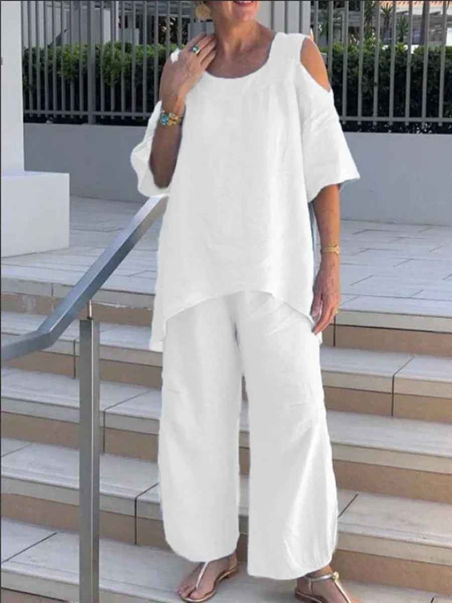 Elegantes Zweiteiler mit kurzen Ärmeln und Pullover
