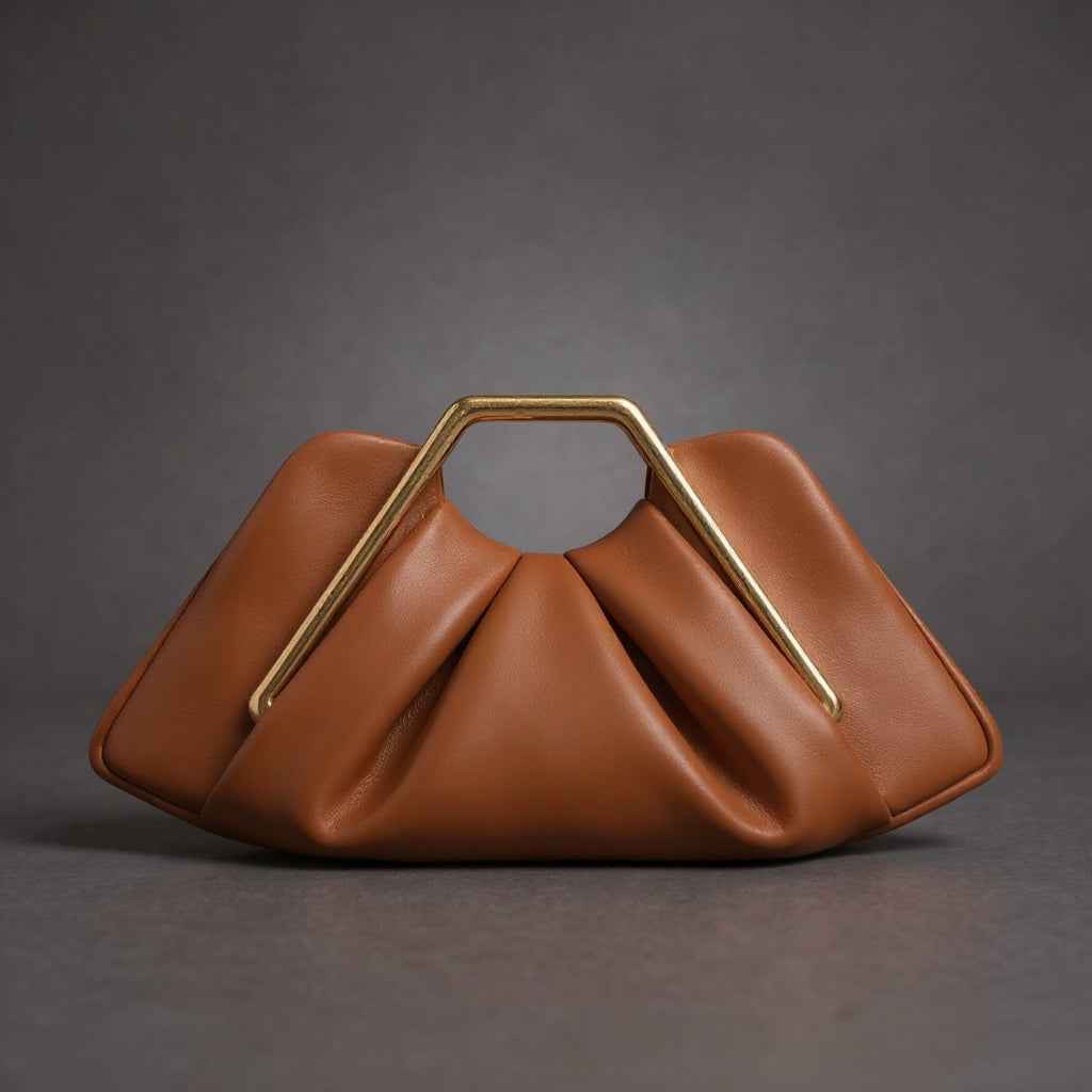 Clutch Abendtasche aus Mikrofaserleder mit Origami-Optik und