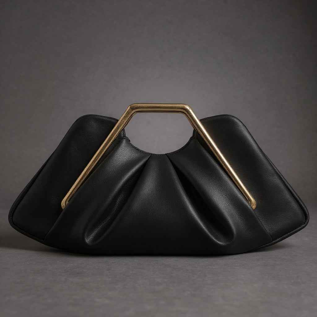 Clutch Abendtasche aus Mikrofaserleder mit Origami-Optik und