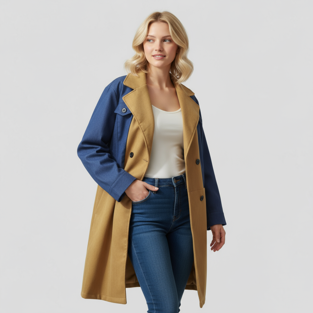Damen Mid-Length Doppelreihiger Winter Mantel
