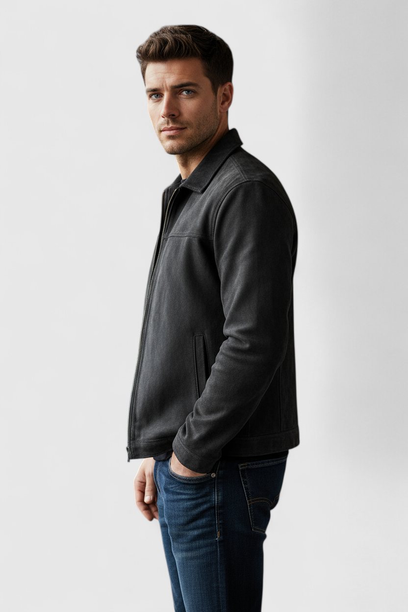 Herren Lederjacke Mit Elegantem Design
