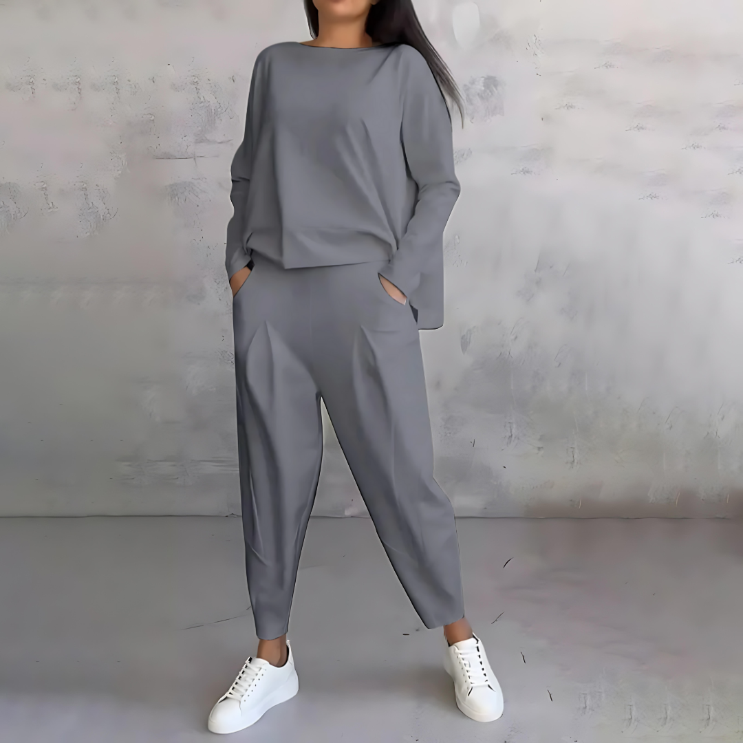 Maya Damen Freizeit-Set: Bequemes lockeres Top und Hose für jeden Tag