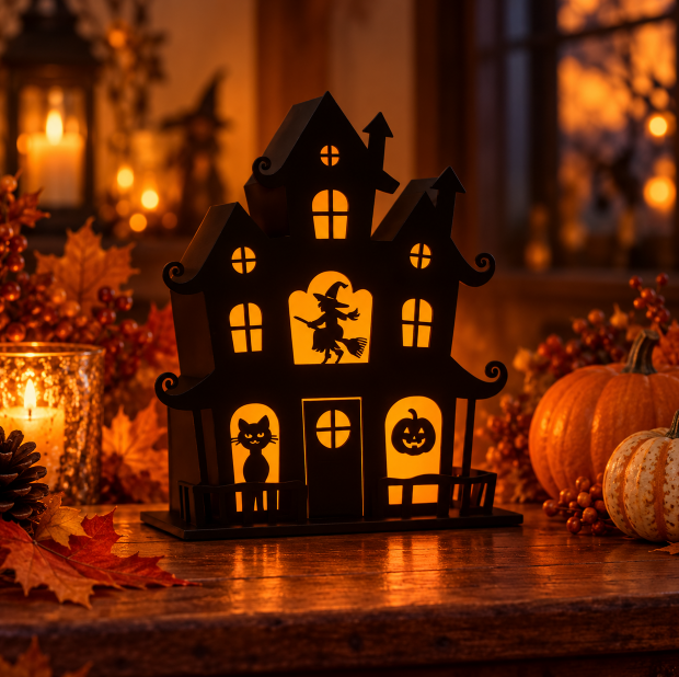 3D Halloween Spukhaus – LED-Leuchtdekoration
