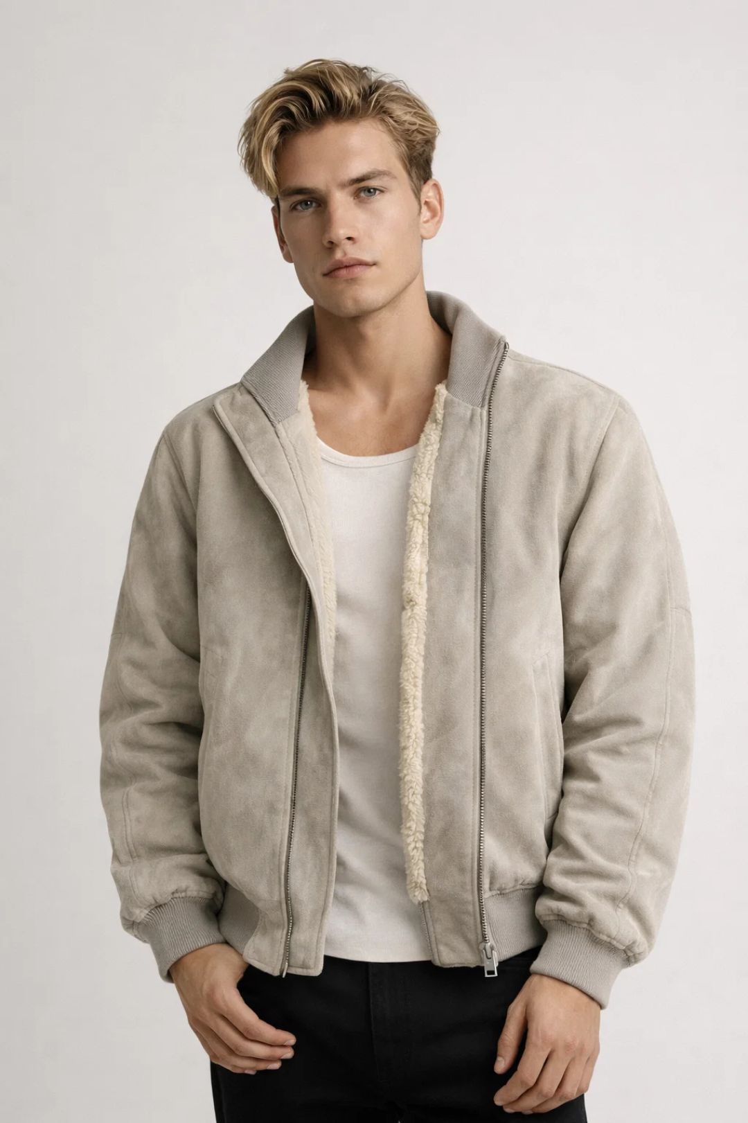 Herren Reissverschlussjacke - Robuster Hueftlanger Wintermantel