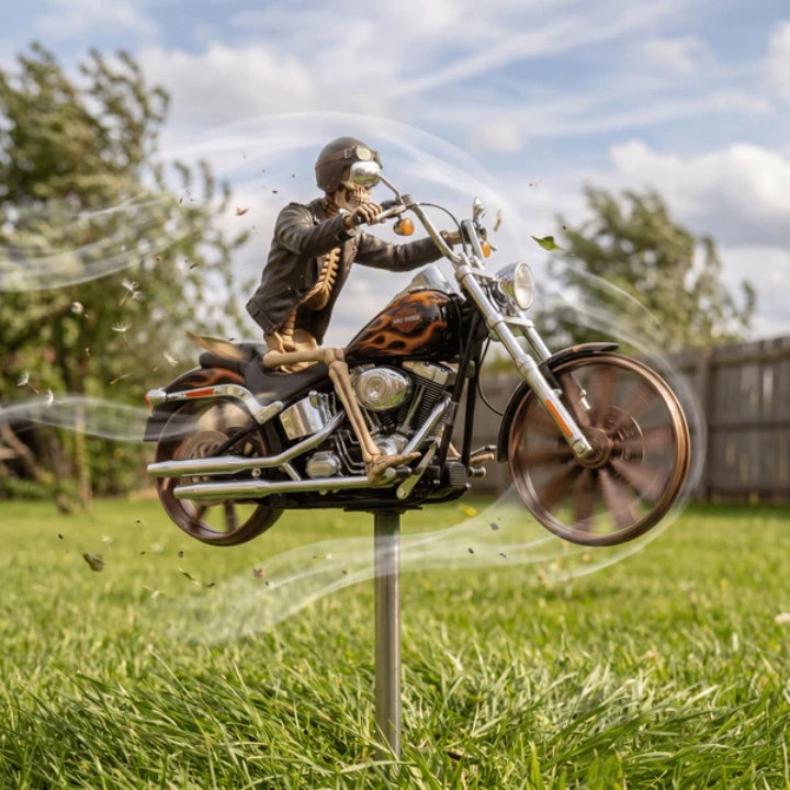 Skelett-Reiter Motorrad Garten-Windspinner