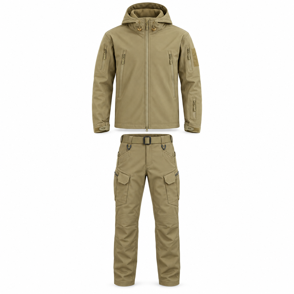 Herren Outdoor-Set - Gepolsterte Winterjacke mit Kapuze und Cargohose