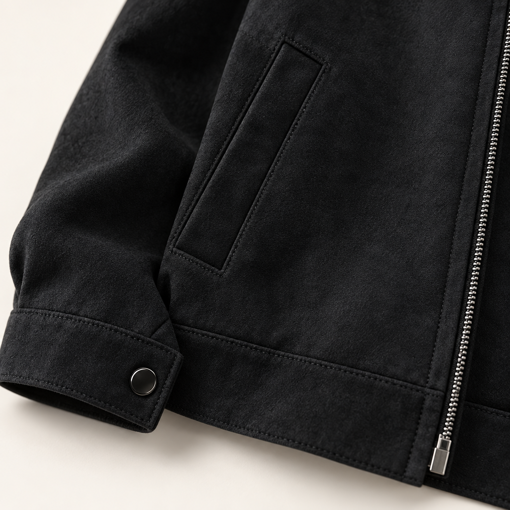 Herren Veloursleder-Optik Kurzjacke mit Umlegekragen