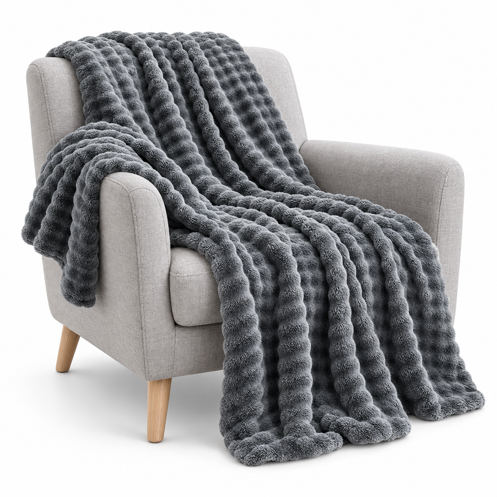 Strukturierte Korallenfleece-Kuscheldecke für Sofa und Bett