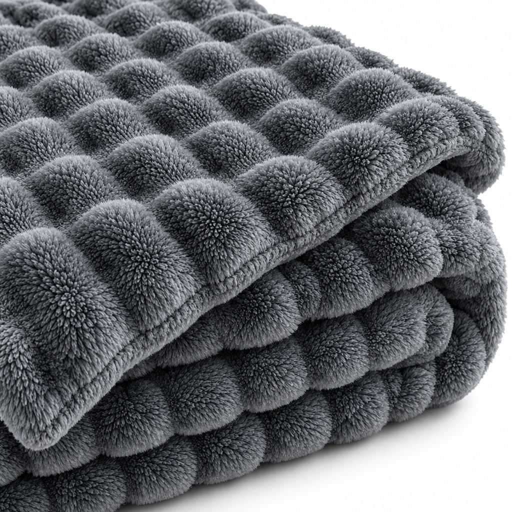 Strukturierte Korallenfleece-Kuscheldecke für Sofa und Bett
