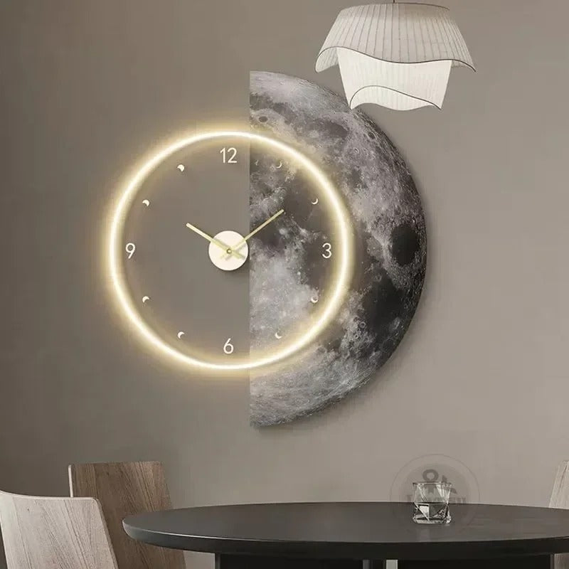Mond-Wanduhr – Sanftes LED-Licht mit Himmlischem Design