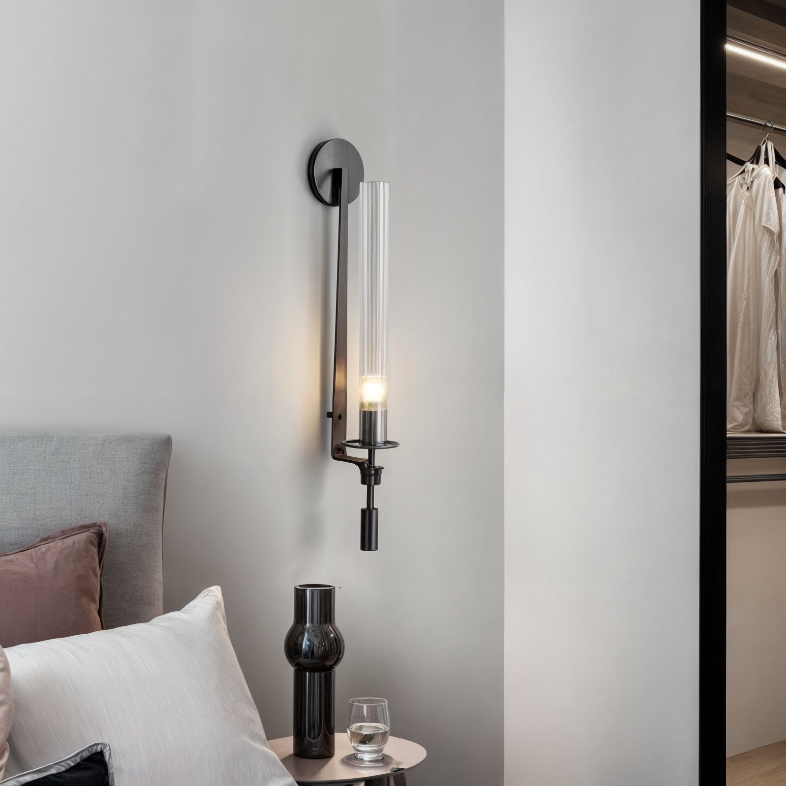 Nördliche Wandapplikation aus Metall und Glas mit E27-Fassung, kompatibel mit 90-260V und integriertem LED