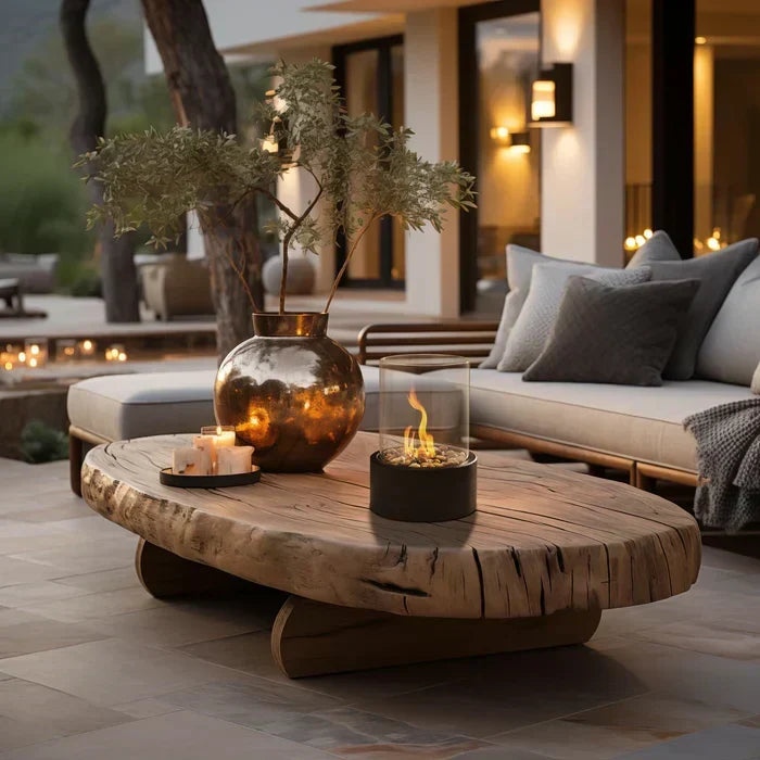 Tischleuchte Flammeneffekt Kabellos Schwarz für Terrasse & Garten