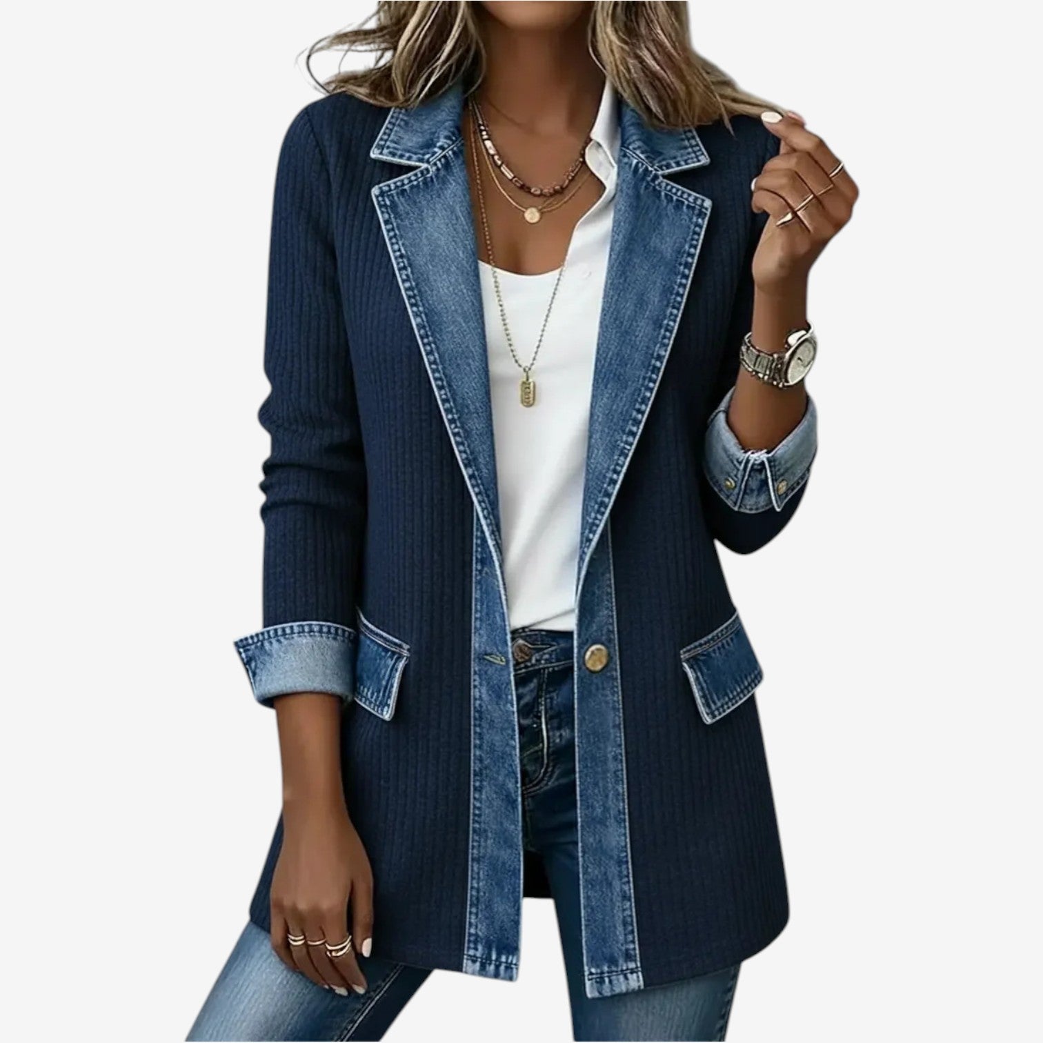 Emilia | Blazer aus Denim-Mix