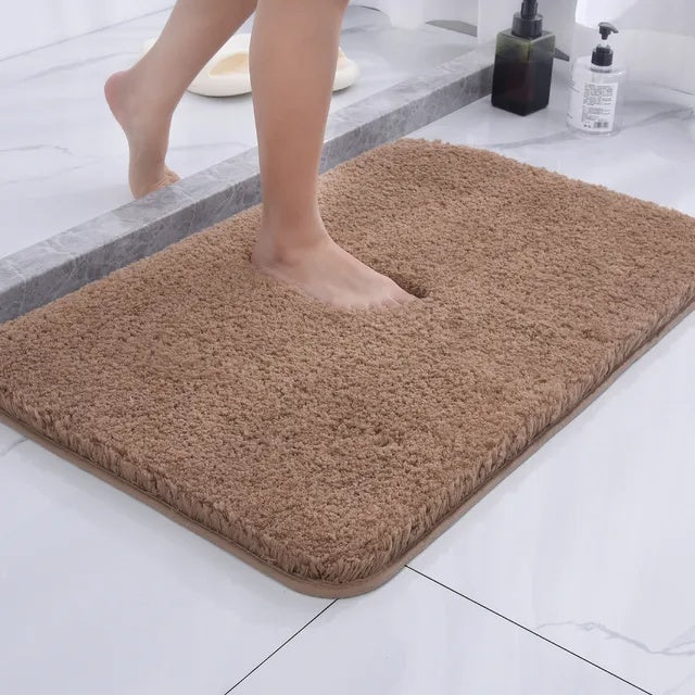 Plush microfiber bath mat - Soft, absorbent & non-slip