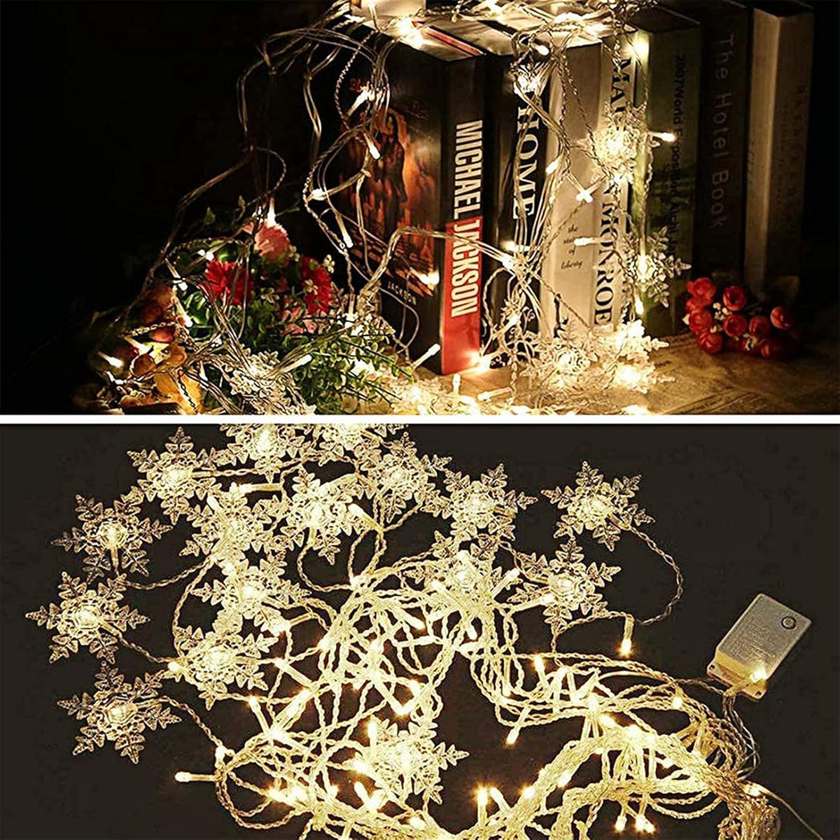 LED Schneeflocken Lichtervorhang – Weihnachts-Lichterkette mit 8 Modi