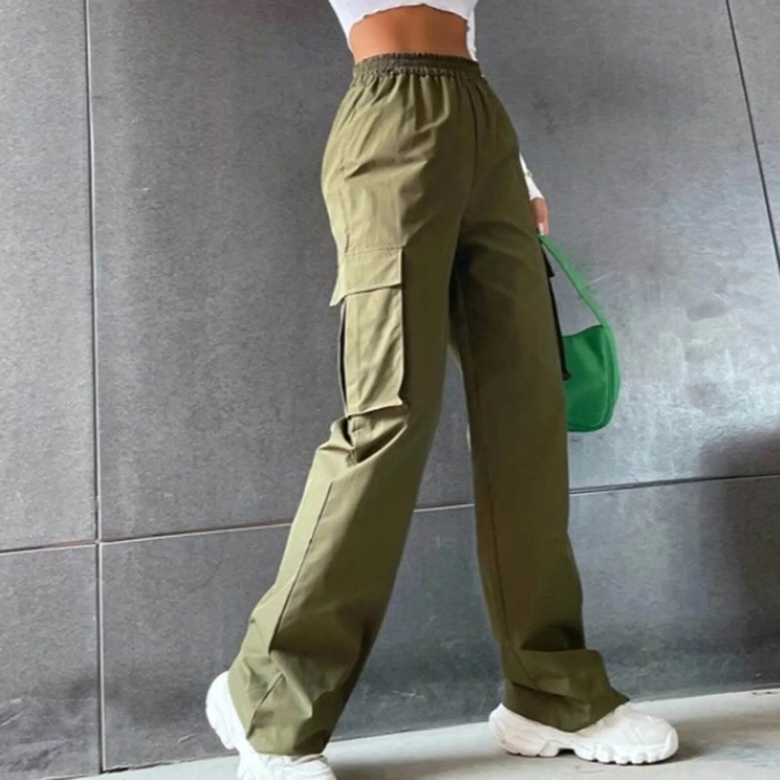 Janlie stilvolle Damen hohe Taille Cargo Hose für einen trendigen und bequemen Look