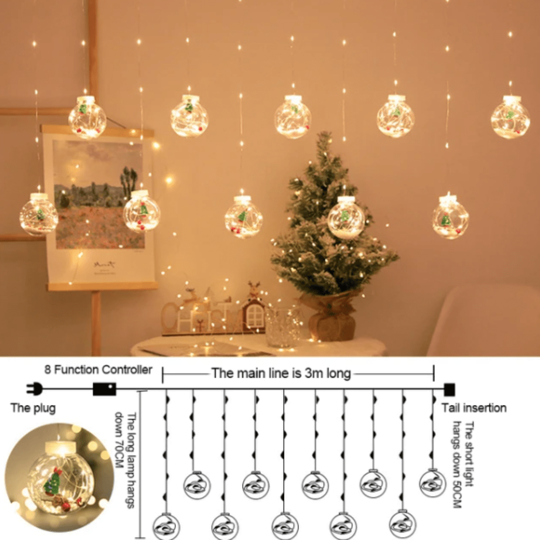 GlowBliss - Festive LED-Lichterkette mit Blasen für Weihnachtsdekoration und fröhliche Momente