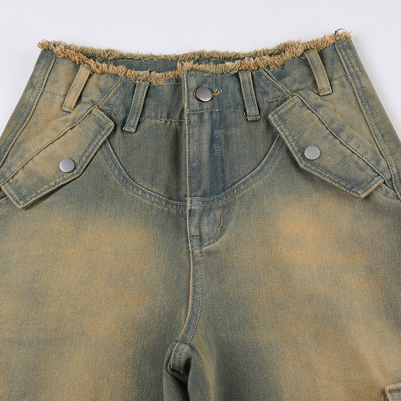 Jeanne | Stilvolle gewaschene Cargo-Jeans für Damen für einen bequemen und trendigen Look