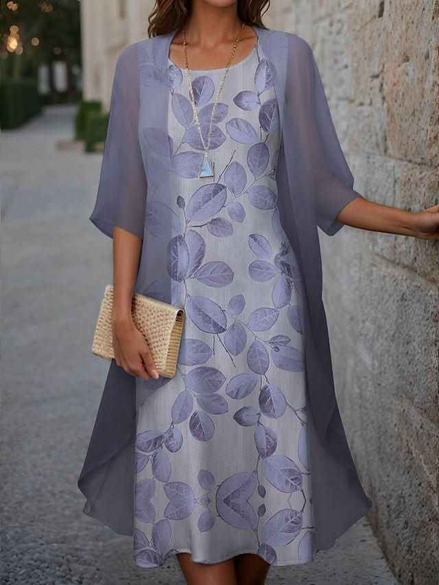 Blühendes elegantes Midi-Kleid