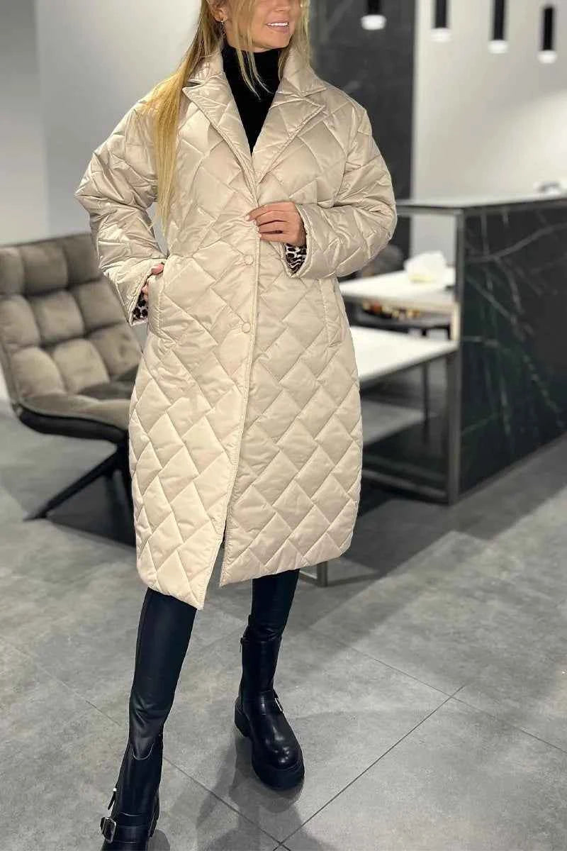 Kendall gequilteter Mantel in mittlerer Länge mit Leopard-Print-Futter