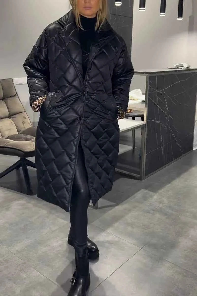 Kendall gequilteter Mantel in mittlerer Länge mit Leopard-Print-Futter