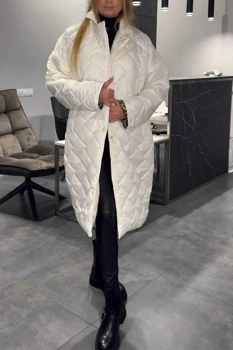 Kendall gequilteter Mantel in mittlerer Länge mit Leopard-Print-Futter