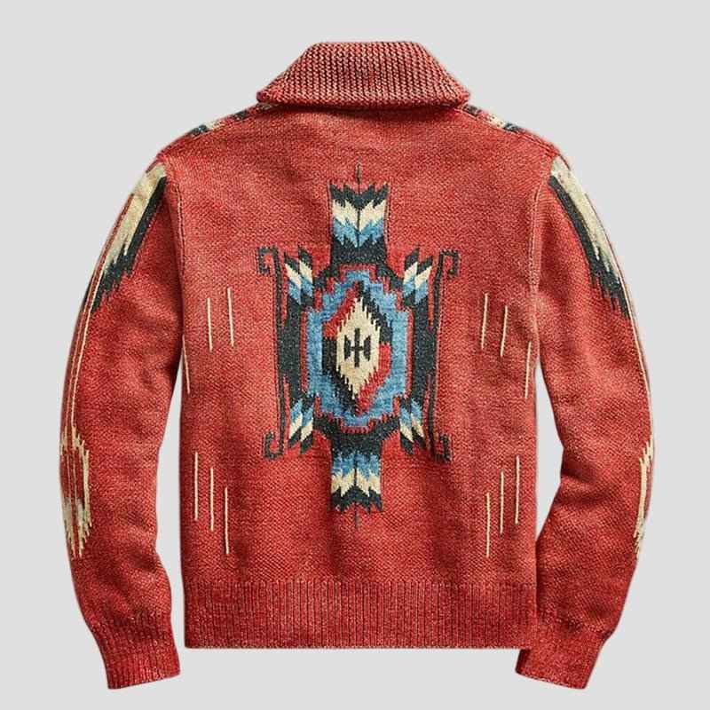 men Gebreide Adrian Vintage Jacquard Lapel Knit Cardigan Timeless Style, Cozy Comfort Vintage