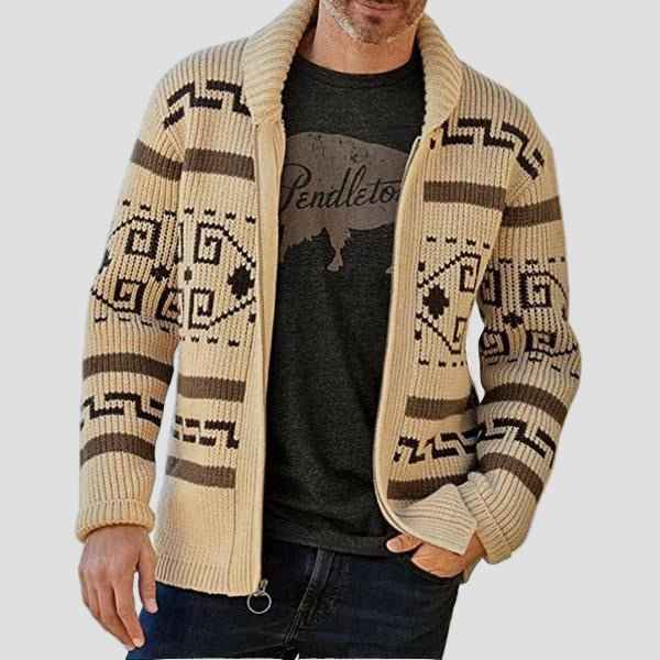 Maxwell Geometrischer Revers-Strickcardigan