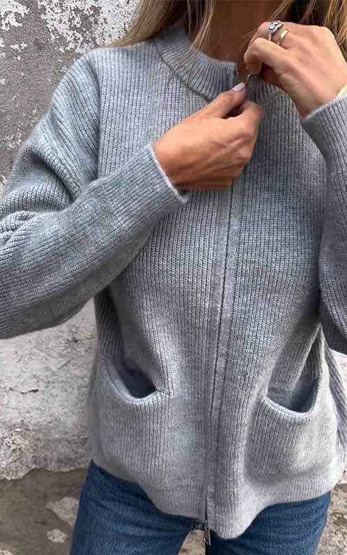 SARIA™ Kuscheliger Strickcardigan mit Reißverschluss