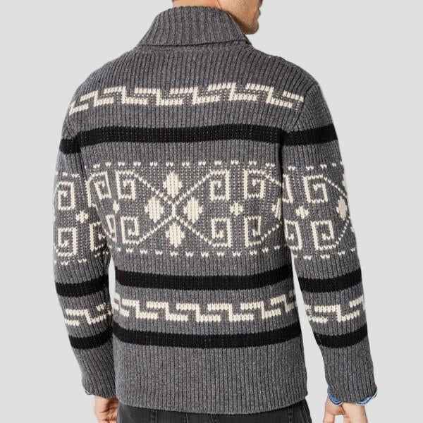 Maxwell Geometrischer Revers-Strickcardigan