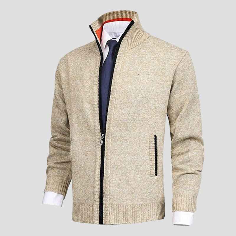 Owen Einfarbiges Strickcardigan mit Stehkragen