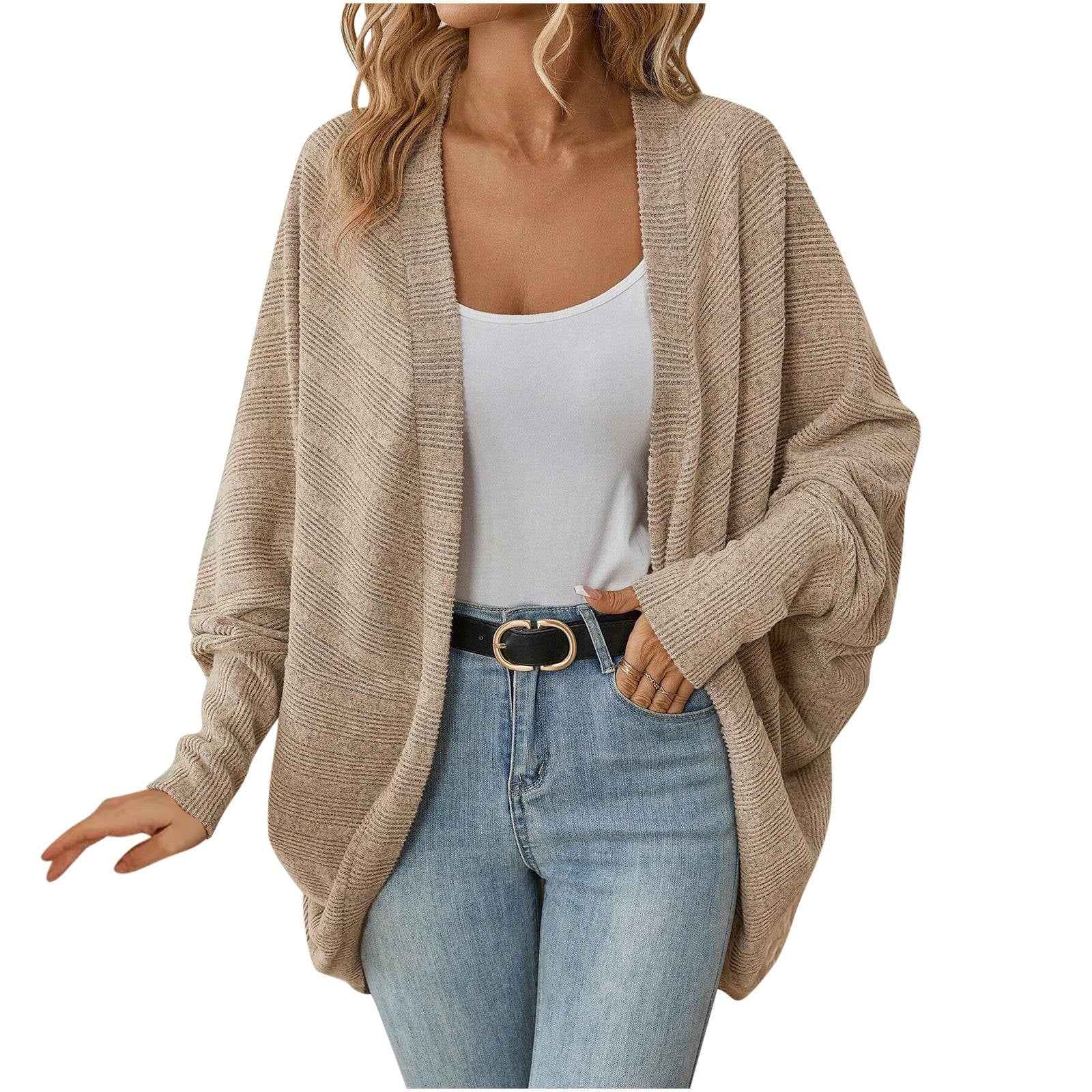 Damen-Kuscheliger Strickcardigan mit Batwing-Ärmeln
