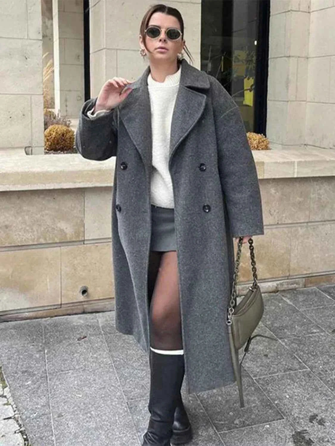 Eleganter Mao-Kragen Mantel mit Schnürung im Mao-Stil