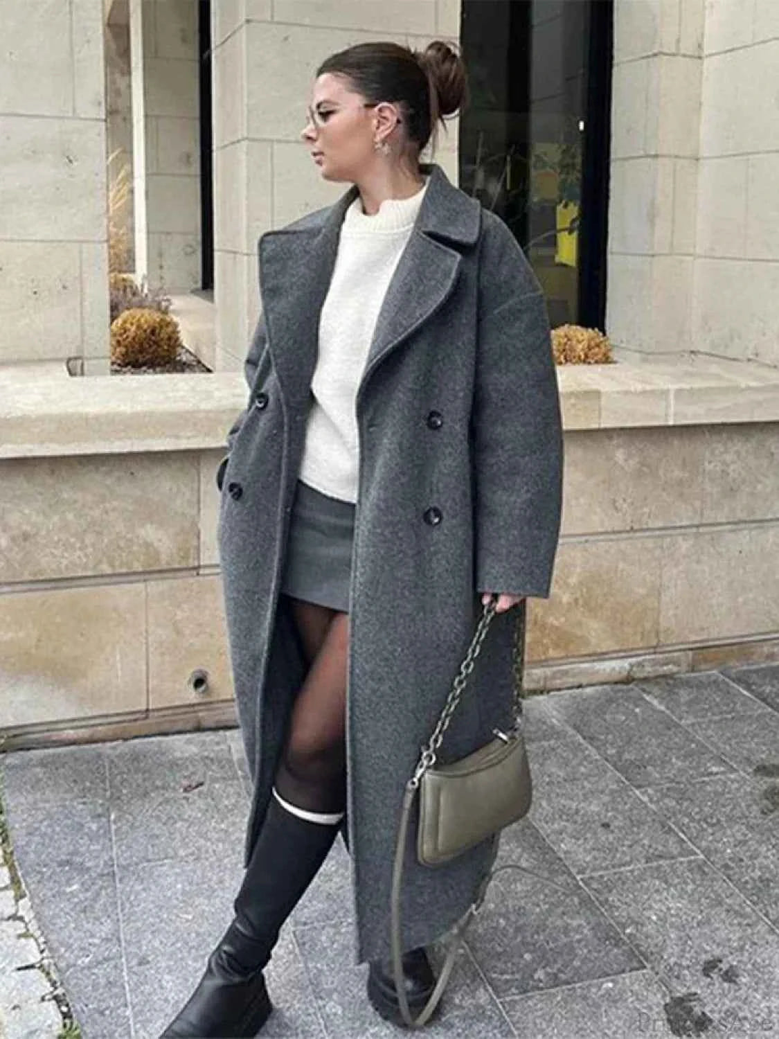 Eleganter Mao-Kragen Mantel mit Schnürung im Mao-Stil