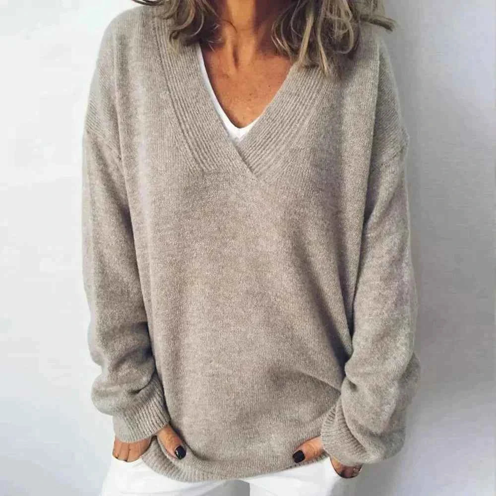 Stilvoller Damen V-Ausschnitt Pullover für einen eleganten Look