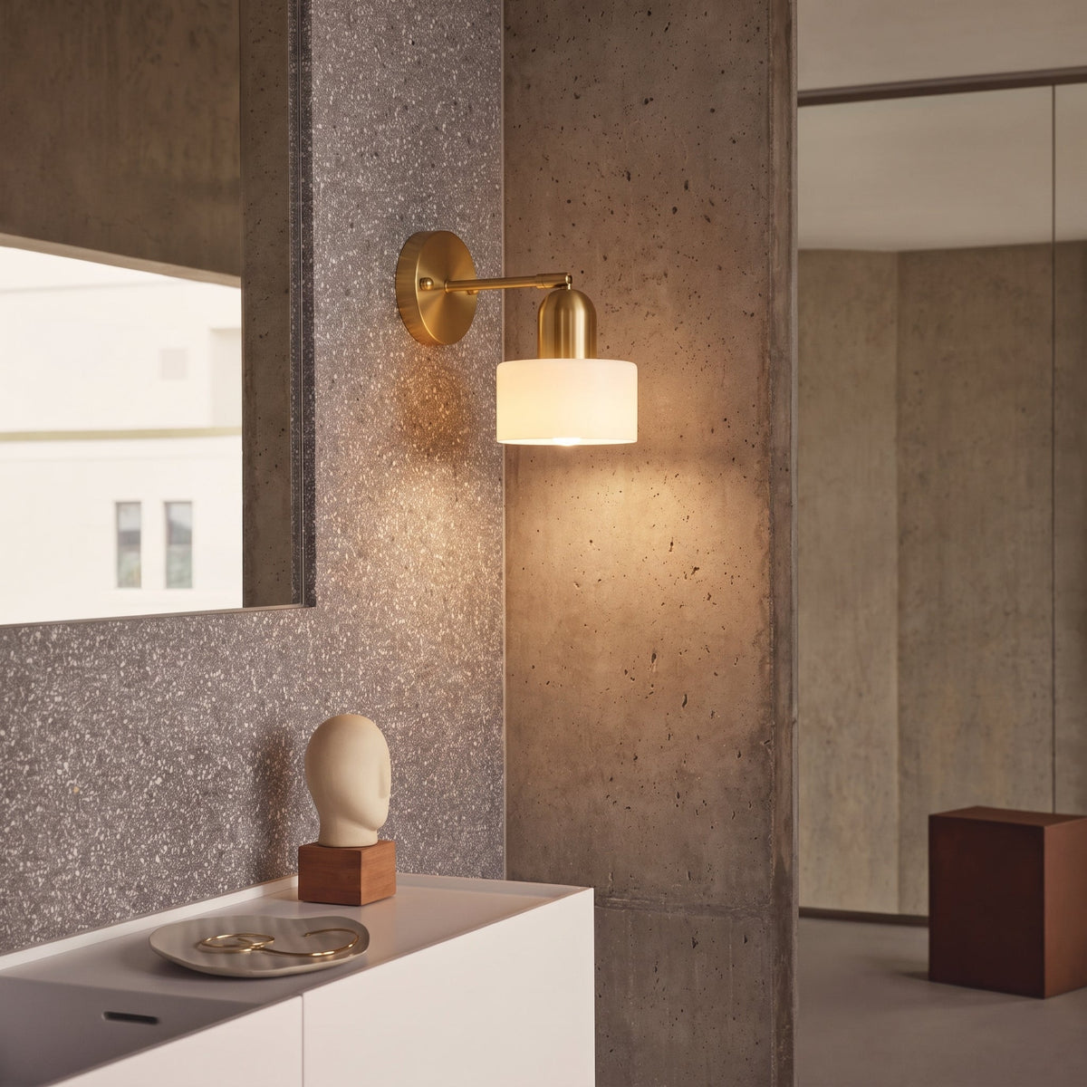 Bauhaus Wandleuchte aus farbigem Glas - Moderne flächenbündige Leuchte