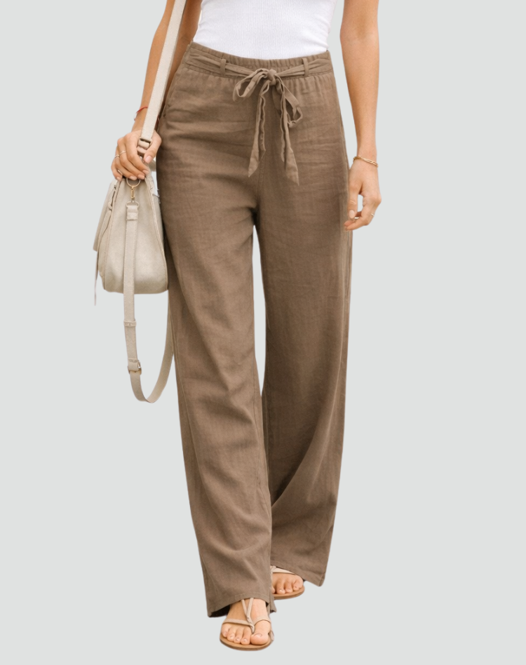 Damen Leinenhose - Weites Bein, Kordelzug, Sommerlich leicht