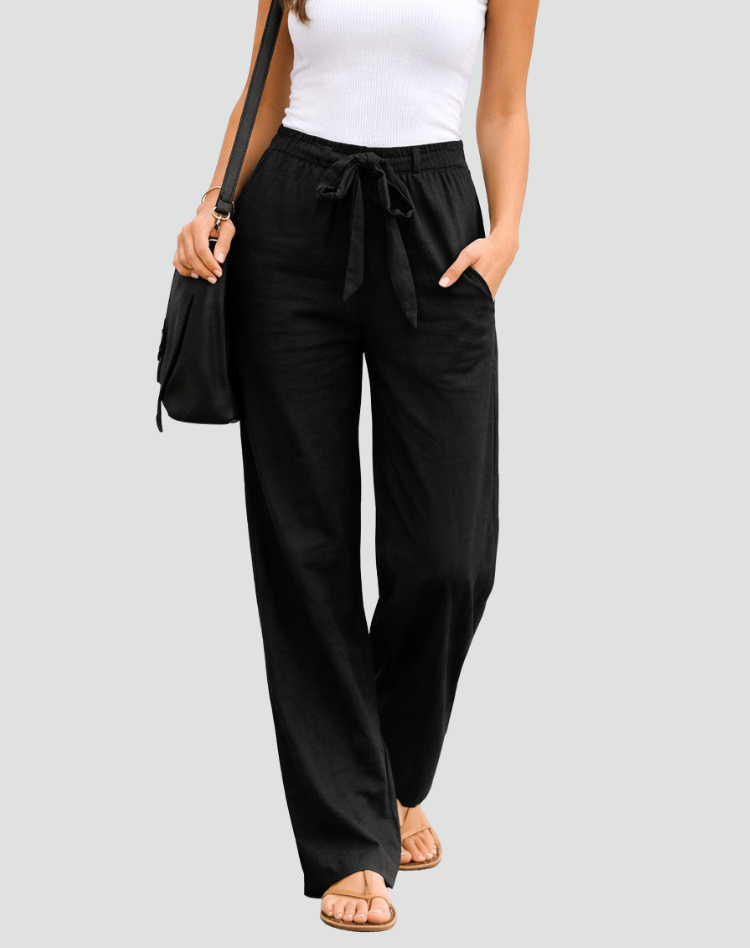Damen Leinenhose - Weites Bein, Kordelzug, Sommerlich leicht