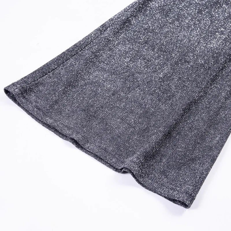 Luna | Elegante Damen-Hohe Taille-Hose mit Glitzer für einen glamourösen Look