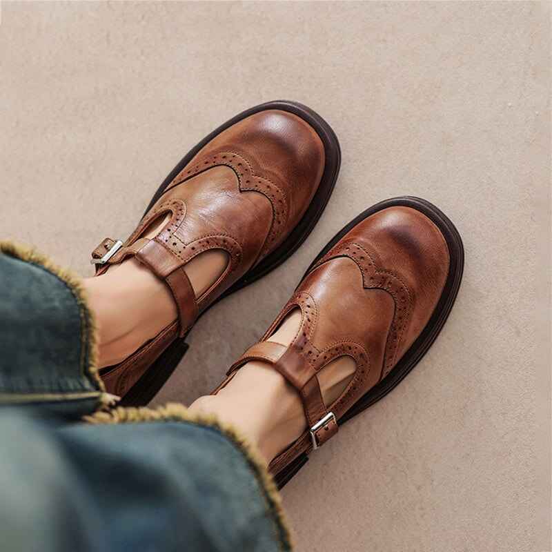 Stylische Leder-Mary-Jane-Schuhe für Damen