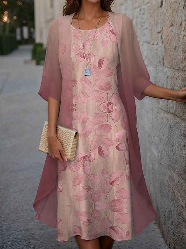 Blühendes elegantes Midi-Kleid