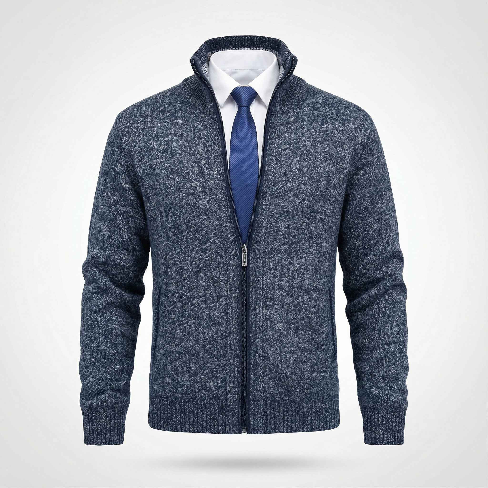 Owen Einfarbiges Strickcardigan mit Stehkragen