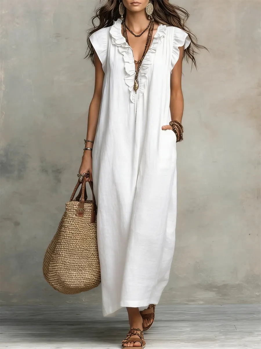 Boho-Kleid Damen, fließend, elegant & luftig mit Taschen