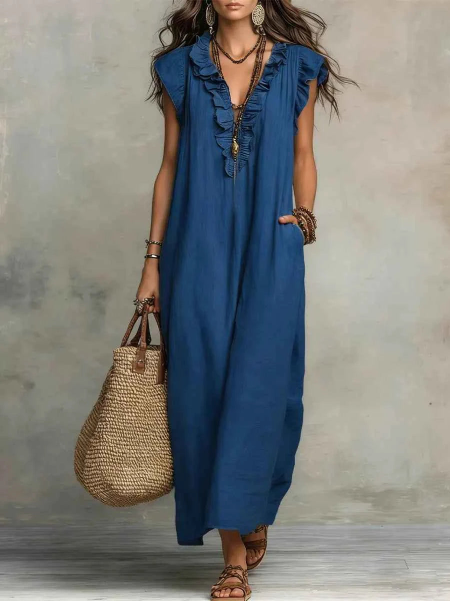 Boho-Kleid Damen, fließend, elegant & luftig mit Taschen