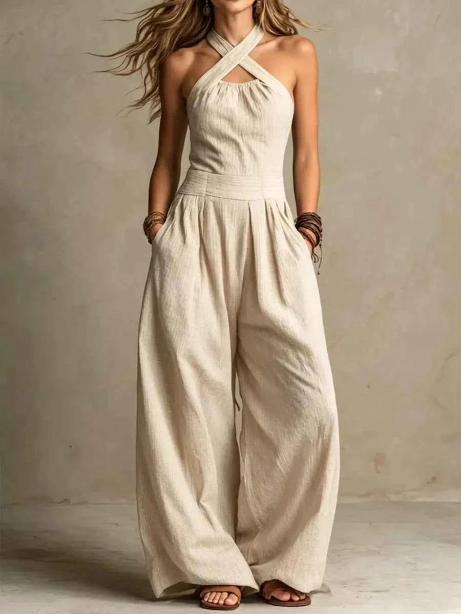 Elegant Jumpsuit mit crossover halsudskæring